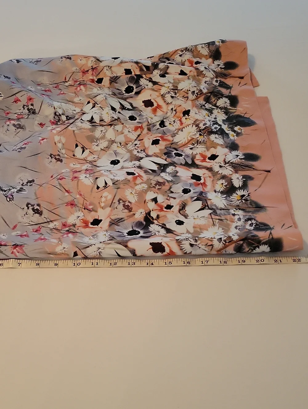 Talbots Floral Ombre A-Line Petite Skirt in Floral Peach and White SZ 14P